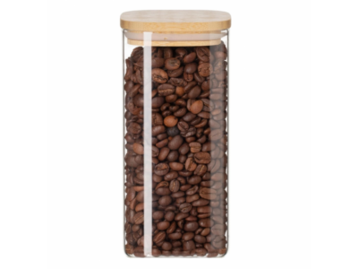 Borcan pătrat  cu capac din bambus 2000 ml