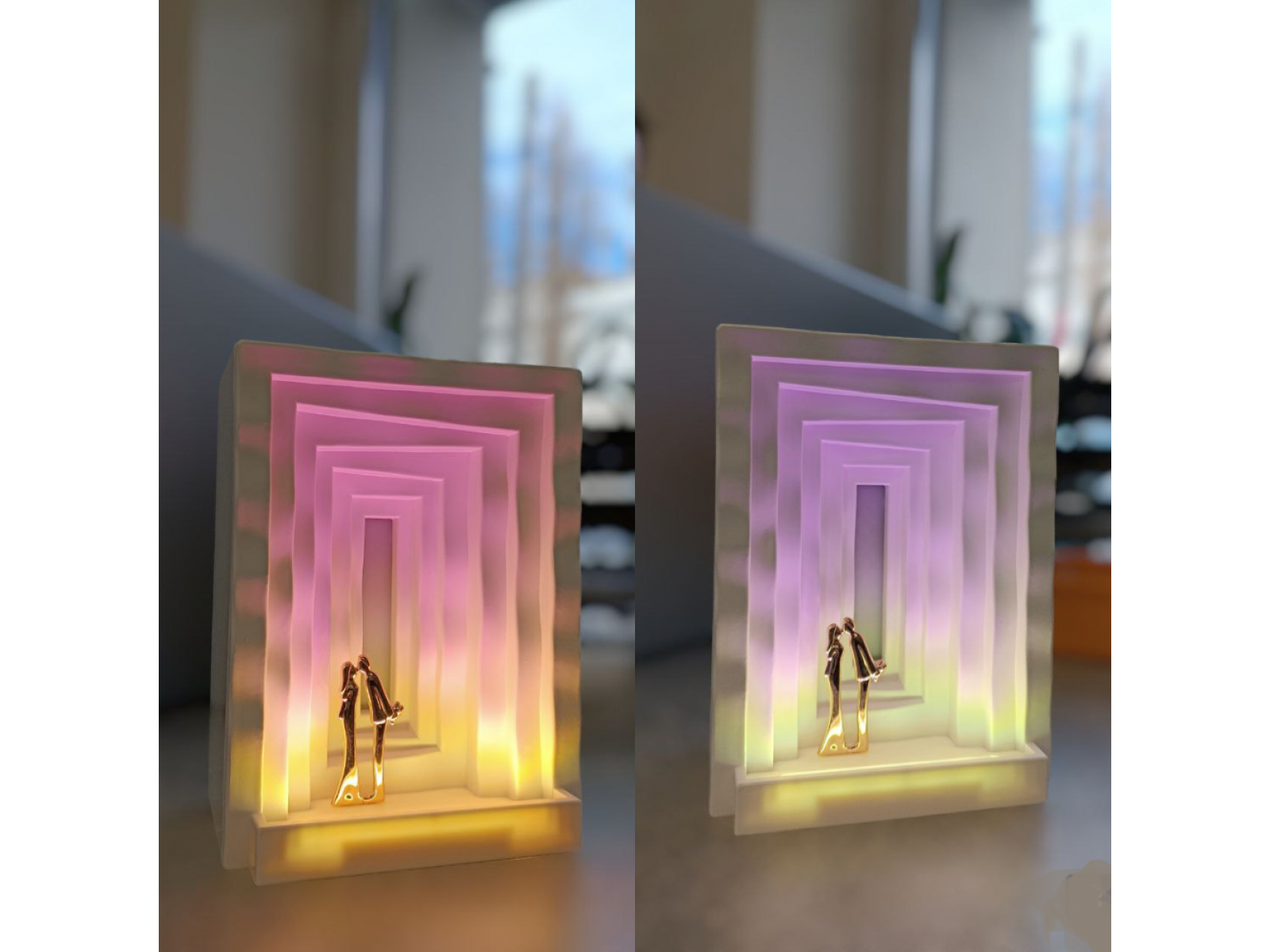 Lampă cu iluminare colorată Mire și Mireasă