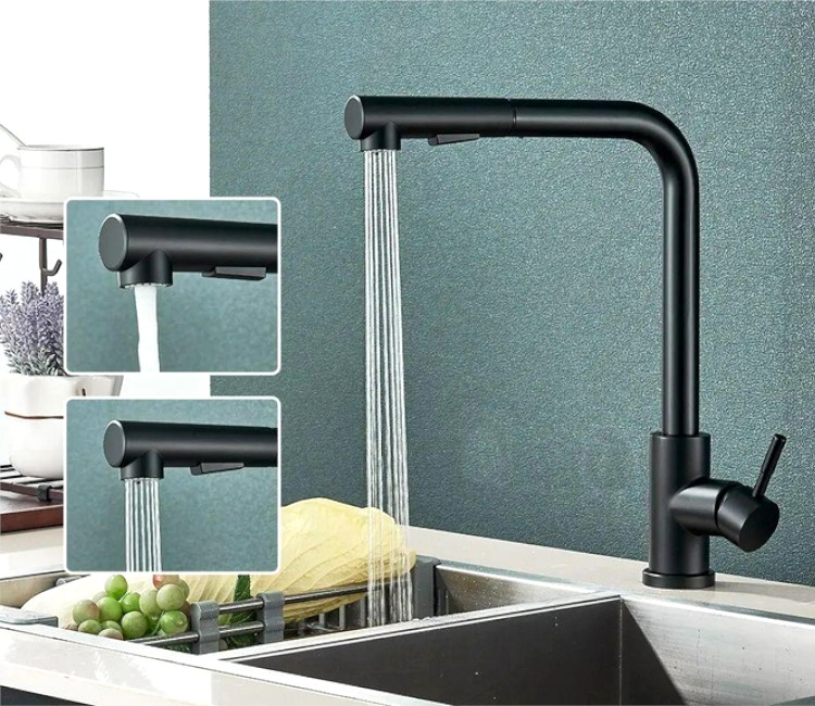 Baterie de bucătărie Inox K-L1 (negru)