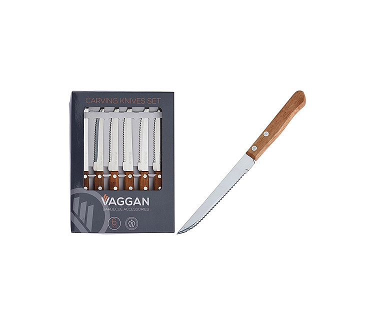 Set de cuțite pentru friptură "Vaggan" 6buc. - 21cm cu mâner din lemn (12050)