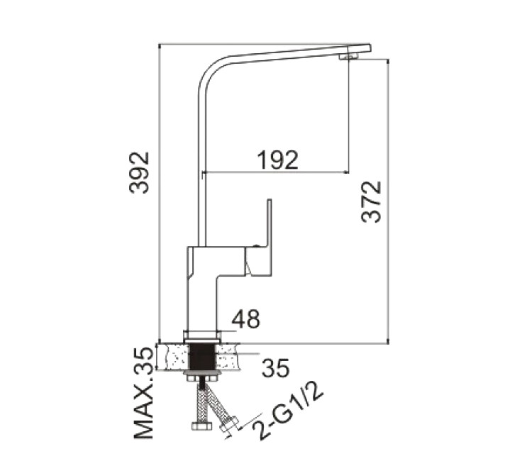 Baterie de bucătărie 390 (inox)
