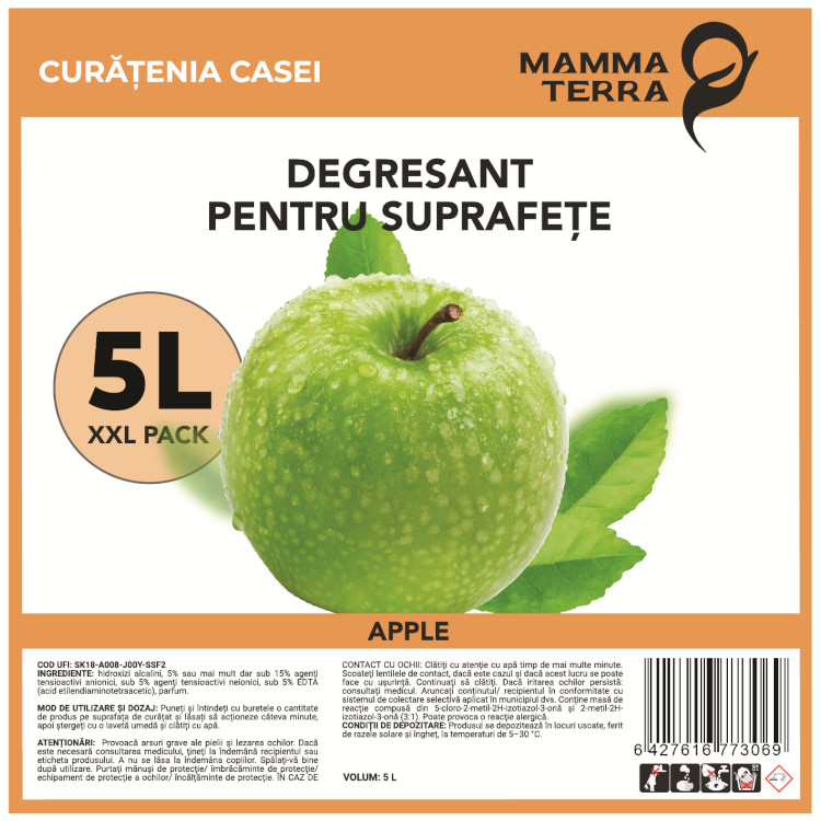 Degresant gel pentru suprafețe măr MammaTerra (5L)