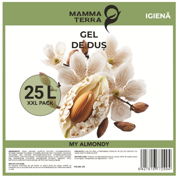Gel de duș migdale MammaTerra (25L)