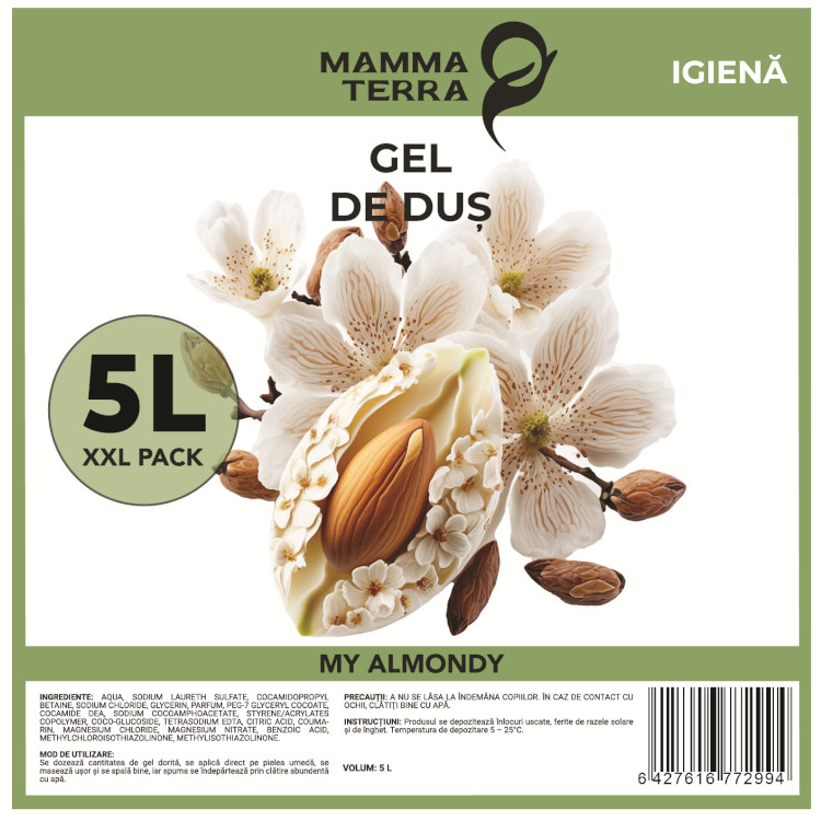Gel de duș migdale MammaTerra (5L)