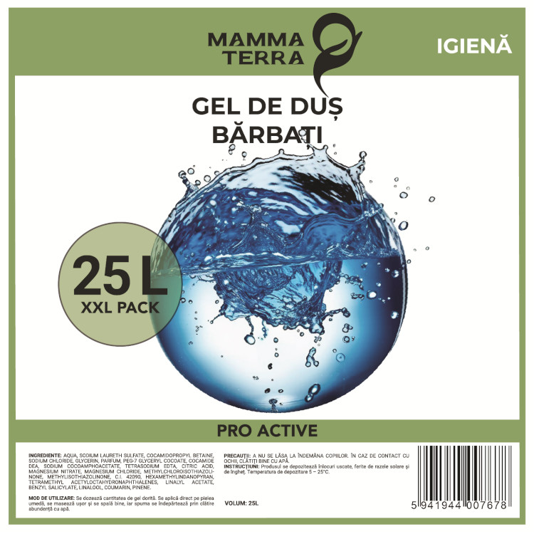 Gel de duș pentru bărbați pro active MammaTerra (25L)