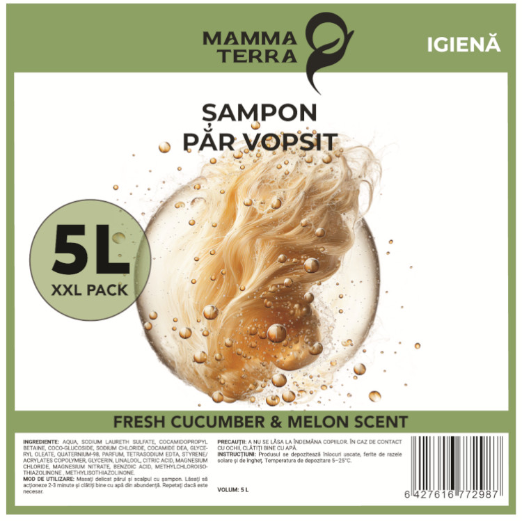 Șampon păr vopsit fresh cucumber melon scent MammaTerra (5L)