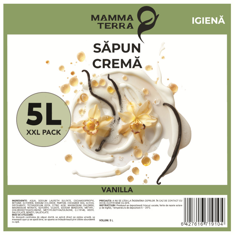 Săpun cremă premium vanilie MammaTerra (5L)