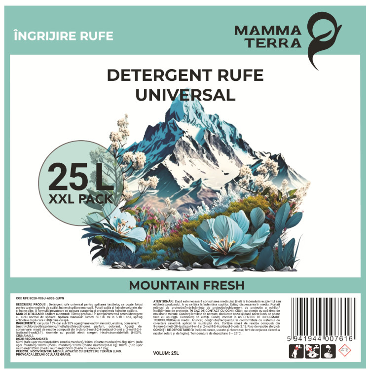 Detergent rufe universal mountain fresh MammaTerra (25L)