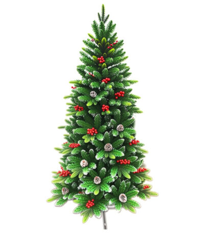Brad artificial verde cu fructe de pădure și conuri - 150 cm (PE&PVC)