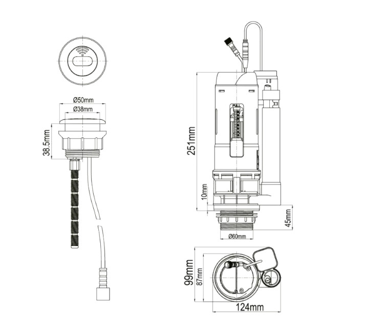 Mecanism de scurgere senzorial ITAL S2412S (Dual Flush)