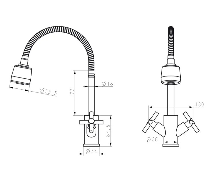 Baterie de bucătărie WEZER VAL4D-10 Ø35 (inox satinat)