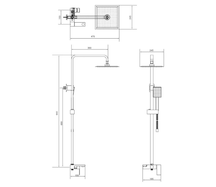 Coloană de duș WEZER PRO16A-02-GUNGREY Ø35 (inox satinat)