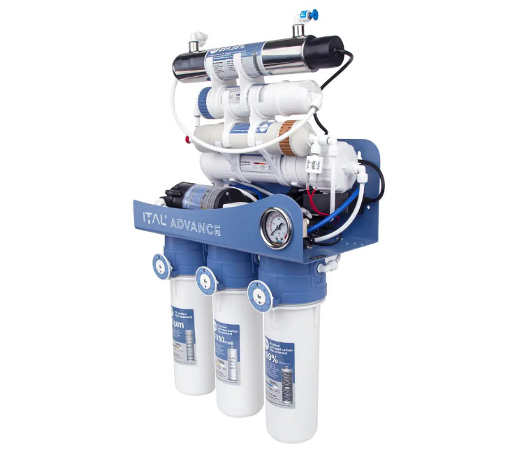 Sistema osmoză inversă ITAL Advance 7-75MP UV (mineralizator 7 etape+pompă, membrană DUPONT 75 galoane) (ADV-RO7-75P)