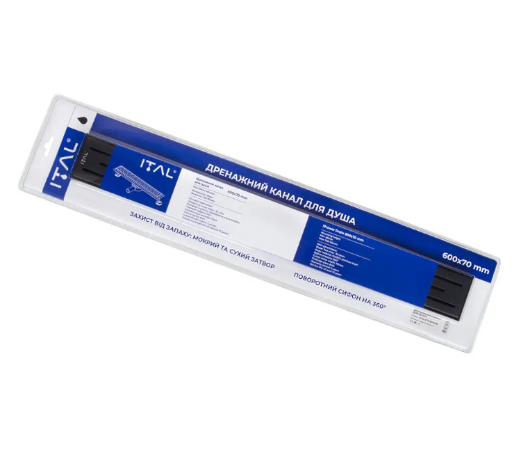 Rigolă de duș ITAL IT03-FT01/500B rotativ 360° (negru)