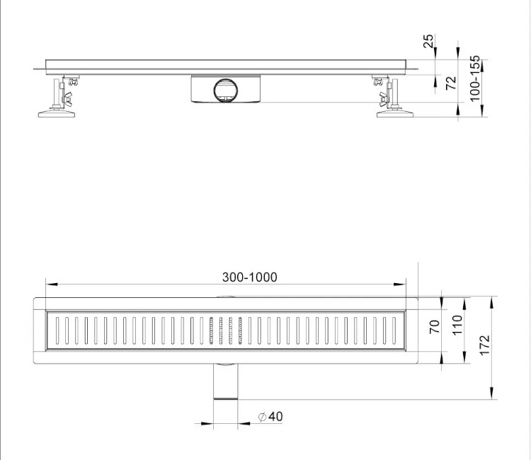 Rigolă de duș ITAL IT03-FT10/ 900 rotativ 360° (satin)