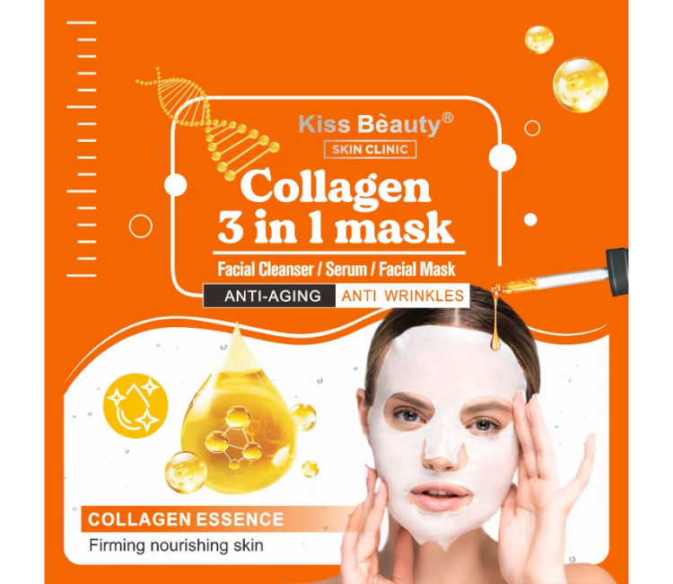 Mască de față Kiss Beauty Collagen 3 in 1