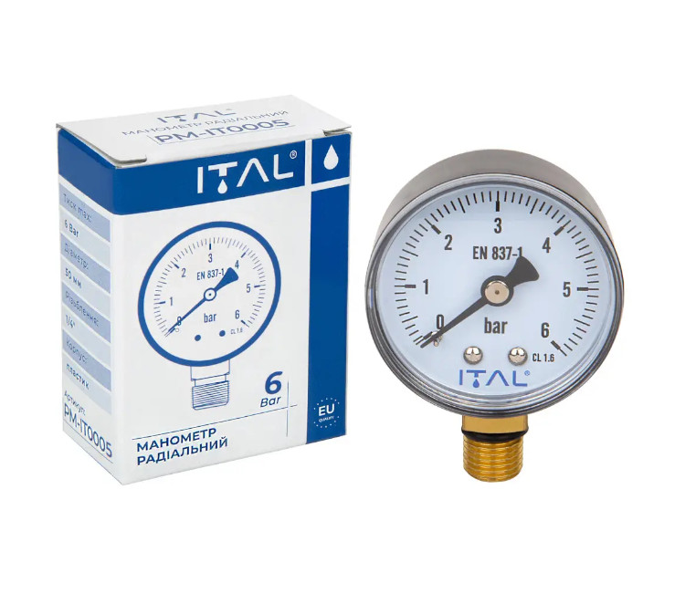 Manometru ITAL radial ∅50 ¼" 6 bar