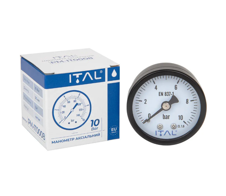 Manometru ITAL frontal ∅50 ¼" 10 bar (metal)