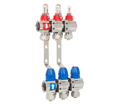 Set distribuitor ITAL 1" × 3 căi (în complectație cu debimetre și conexiuni euroconice)
