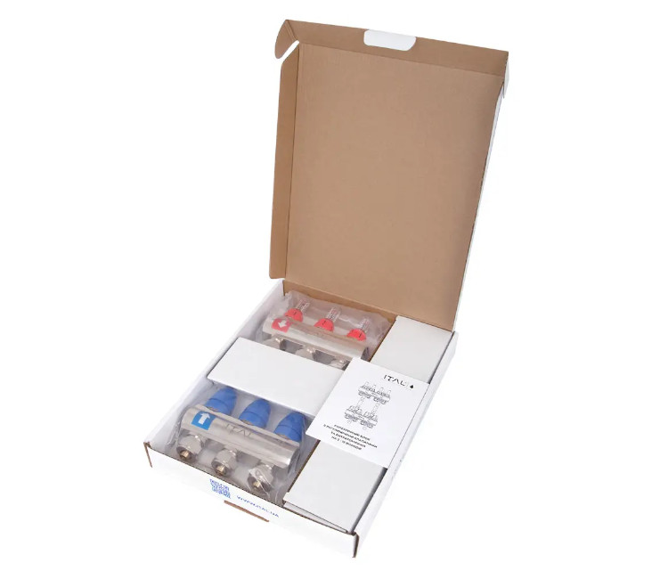 Set distribuitor ITAL 1" × 3 căi (în complectație cu debimetre și conexiuni euroconice)