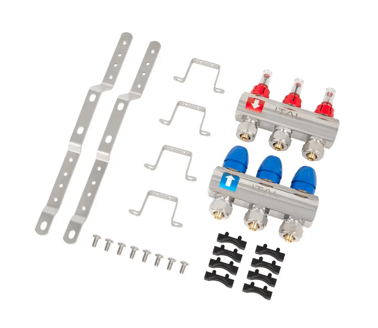 Set distribuitor ITAL 1" × 3 căi (în complectație cu debimetre și conexiuni euroconice)