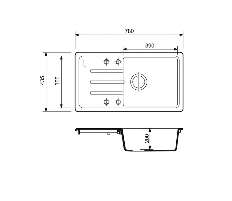 Chiuveta Quartz Flow Slim Long 78×43 (antracit)