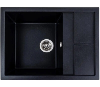 Chiuveta Granit Elefant Premium Lotus 65×50 (negru metalic)