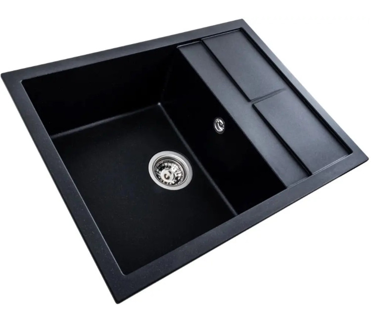 Chiuveta Granit Elefant Premium Lotus 65×50 (negru metalic)