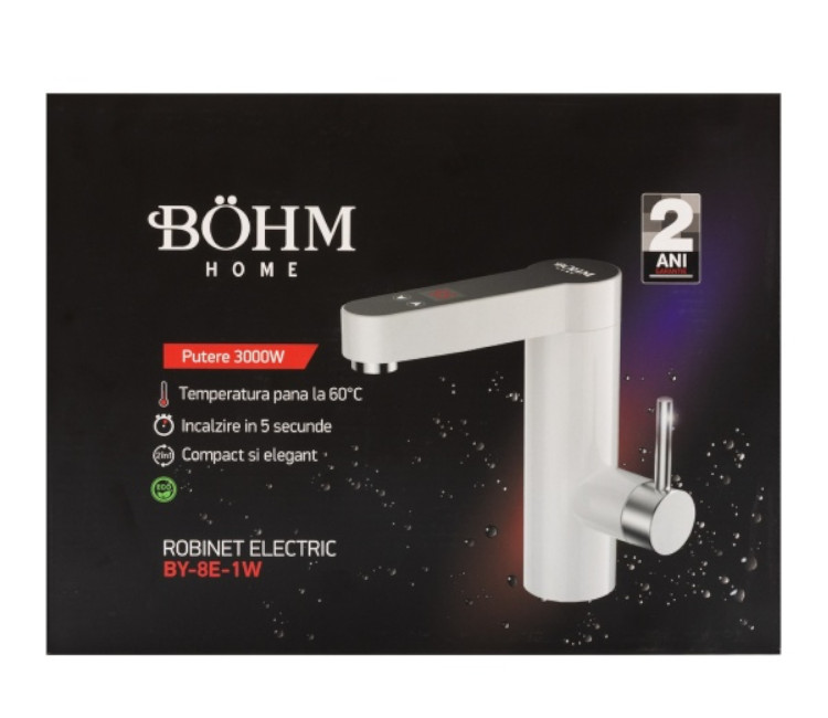 Baterie electrică albă - afișaj digital BÖHM BY-8E-1W (21630)
