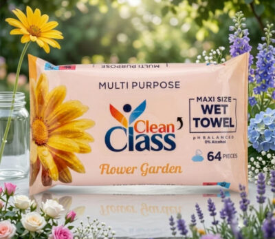 Șervețele umede Clean Class - Flowers (64 buc)