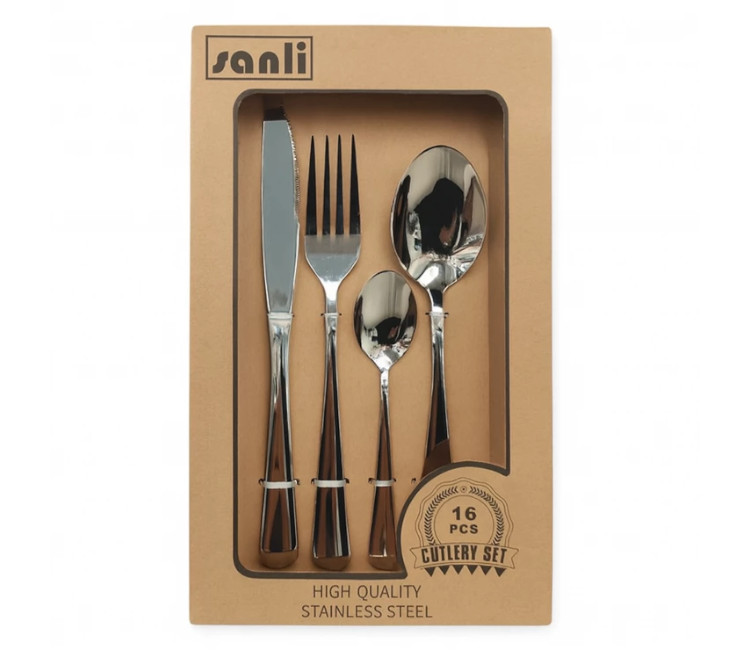 Set tacâmuri Sanli inox lucios (16 buc)