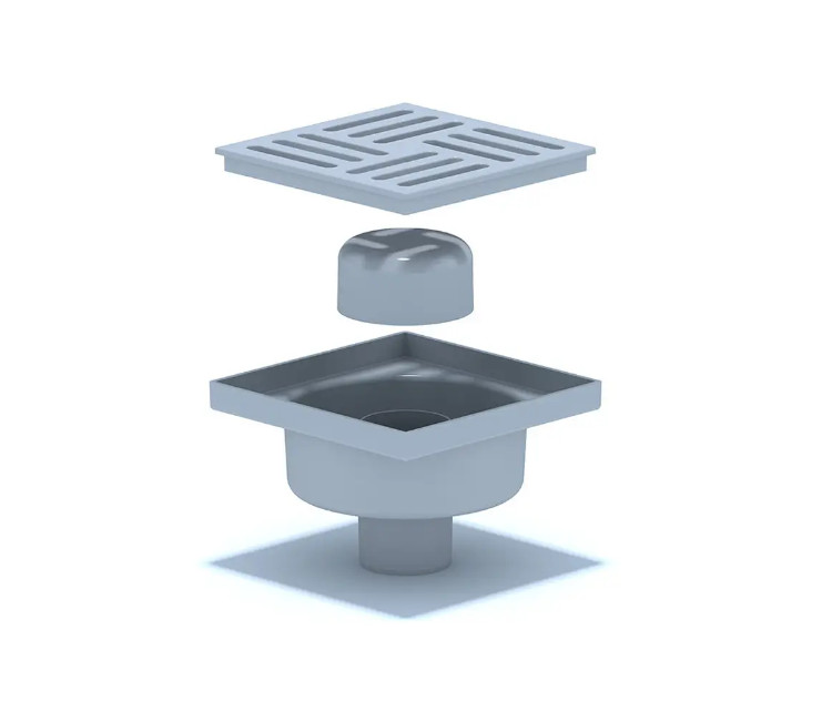 Rigolă de duș TA5210 50⁄180º inox gri 150×150mm (TS11501403)